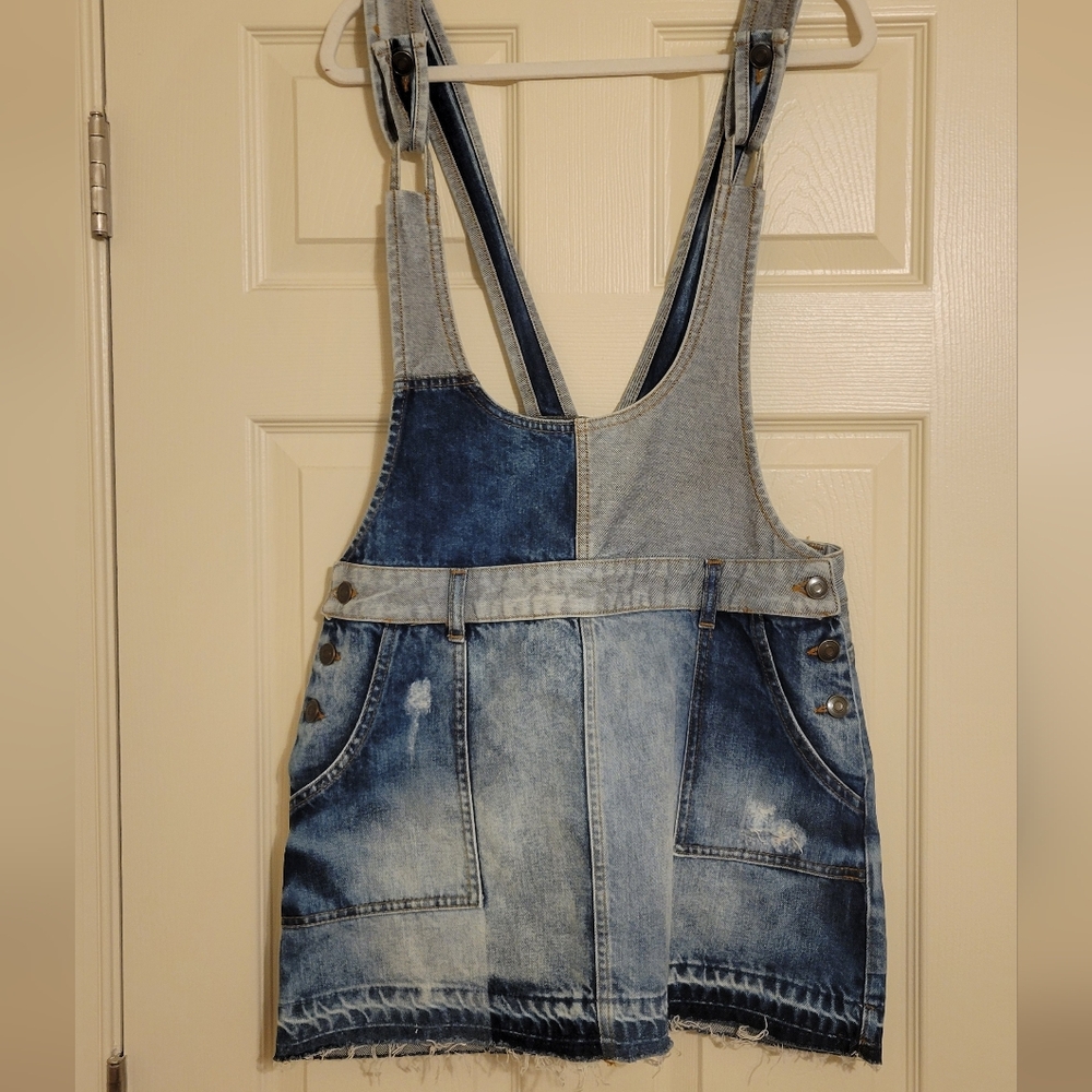 NEW Free People Patchwork Blues Mini Dress - Picture 3 of 8